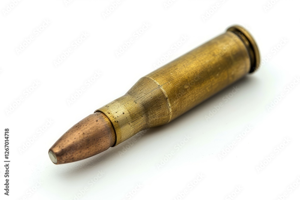 Brass bullet on white background. AI image Brass bullet on white background. AI image