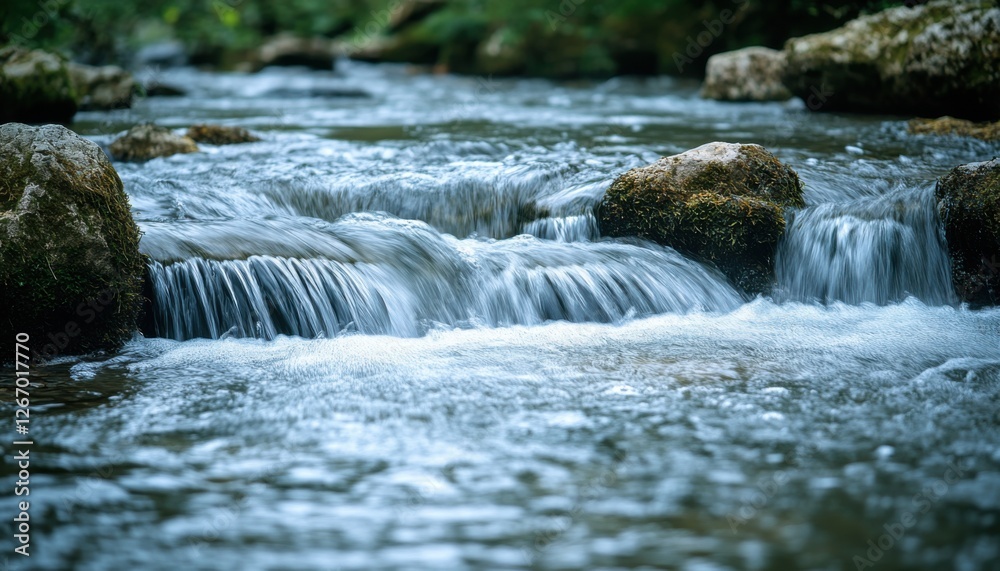 Tranquil stream flowing over smooth rocks. Tranquil stream flowing over smooth rocks.
