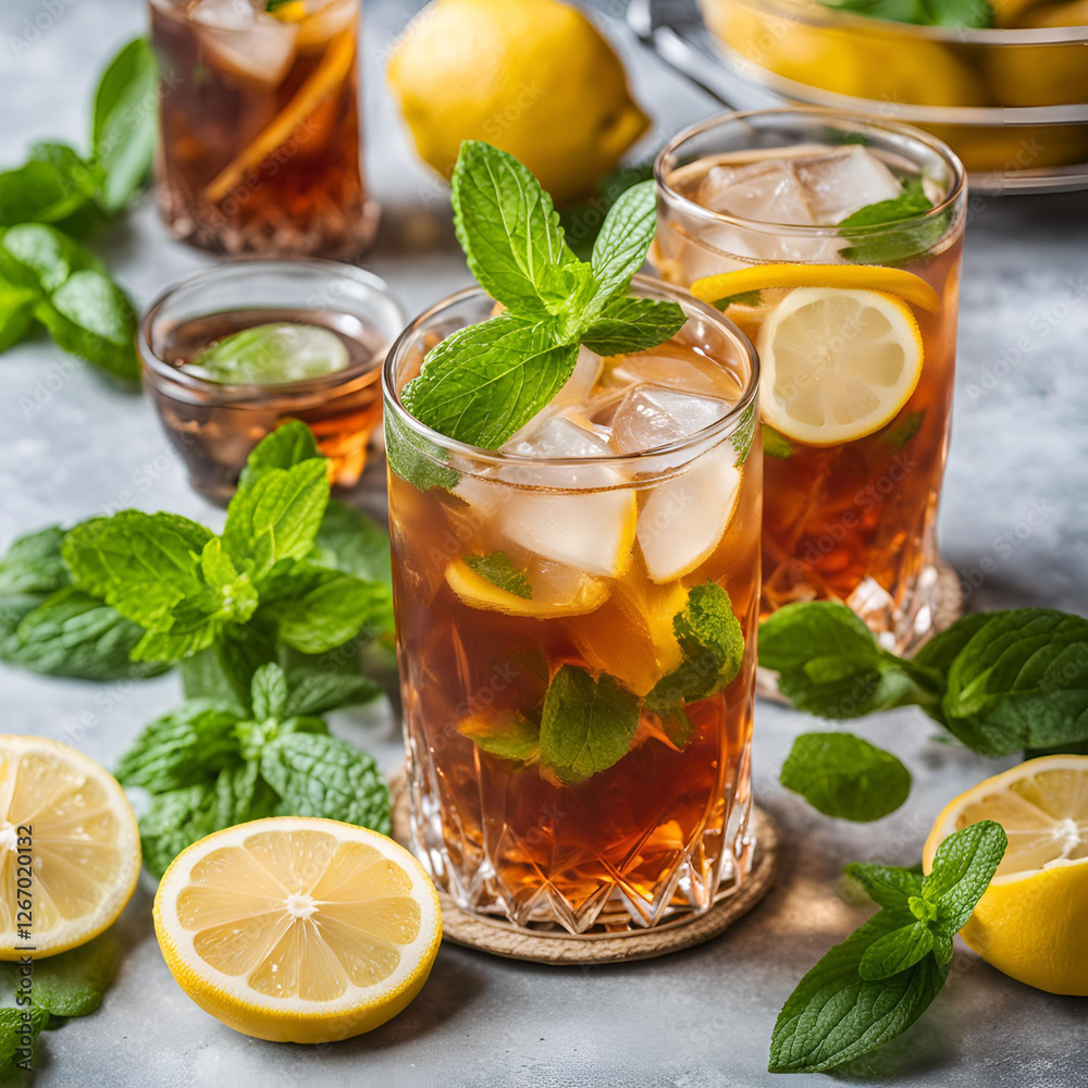 tea with lemon and mint tea with lemon and mint