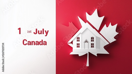 Wallpaper Mural graphic design for Canada Day, which is celebrated on 1st July. The background is a gradient of red and white, with the red on the left side and the white on the right side  Torontodigital.ca