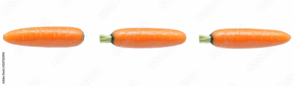 Three carrots, isolated, white background, food, recipe Three carrots, isolated, white background, food, recipe