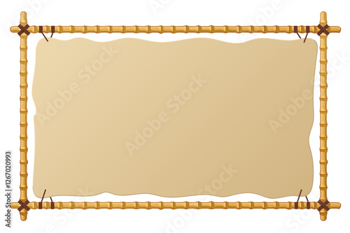 vector cartoon bamboo signboard. Handа drown design.
