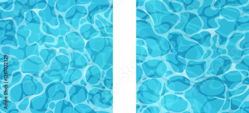 Water ripple surface pool or ocean water with glares sunlight reflections, game texture top view. Beach sea clean and deep water.