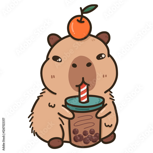 capybara with bubble tea