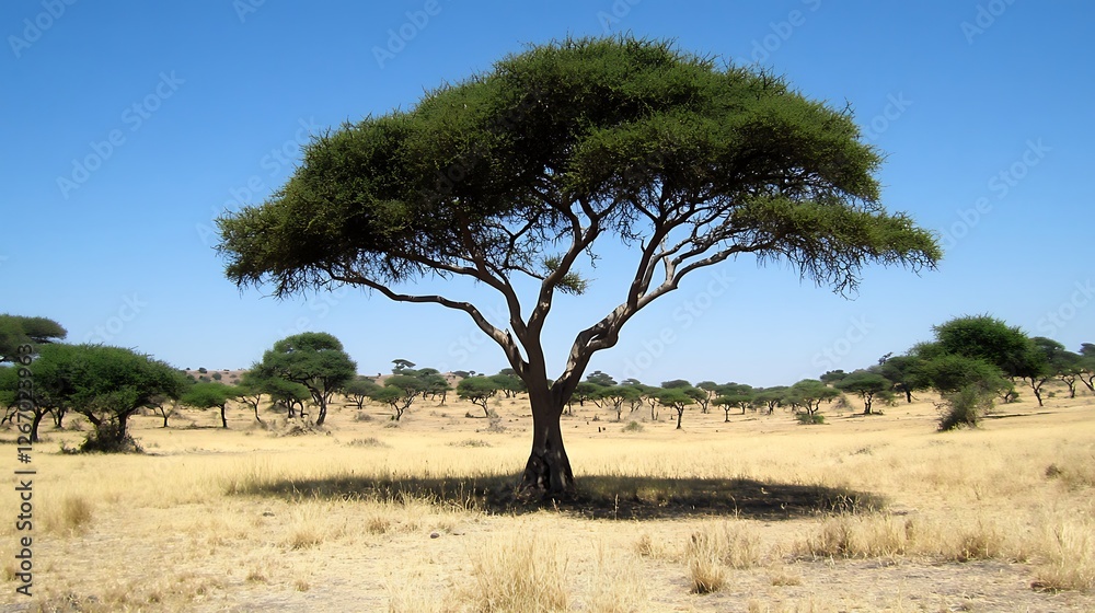 Acacia Tree Stands Tall in African Savanna Landscape Acacia Tree Stands Tall in African Savanna Landscape