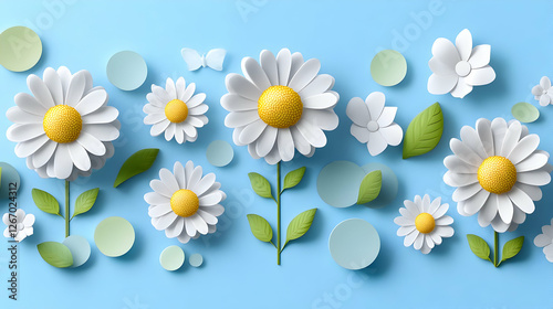 Paper daisies spring banner design