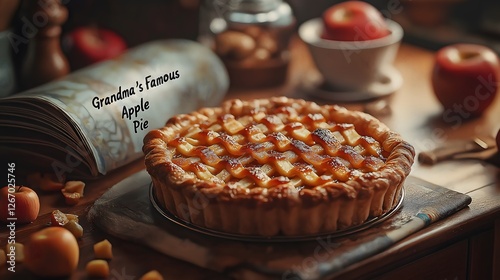 Traditional Grandma Favorite Apple Tart Recipe Rustic Baking Cookbook Heritage Family Dessert Homemade Sweet Creation Memory