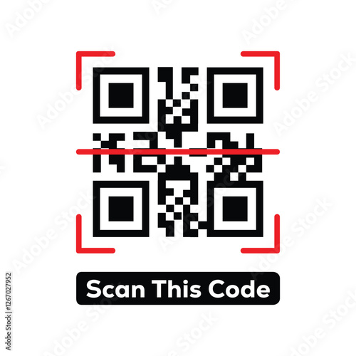 Scan QR code icon. Digital scanning qr code. QR code scan for smartphone. QR code for payment. Scan QR code symbol