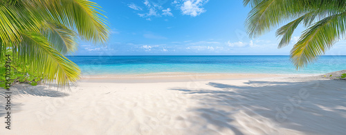 A pristine white sand against a backdrop of turquoise ocean waters and starfish,brilliant turquoise. The sky above is a clear, vibrant blue, tropical beach ,natural beauty , coastal paradise.