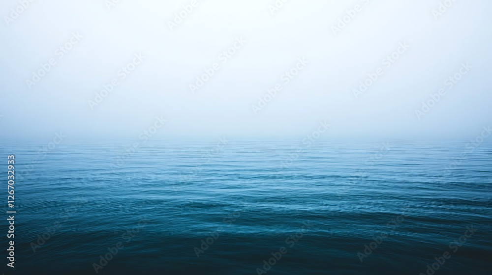 Serene Ocean Water Under Misty Sky Serene Ocean Water Under Misty Sky