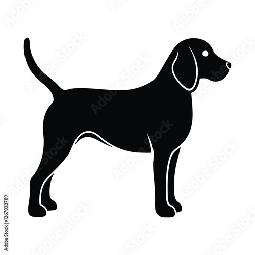 Playful beagle dog silhouette icon for creative logo and pet branding design photo