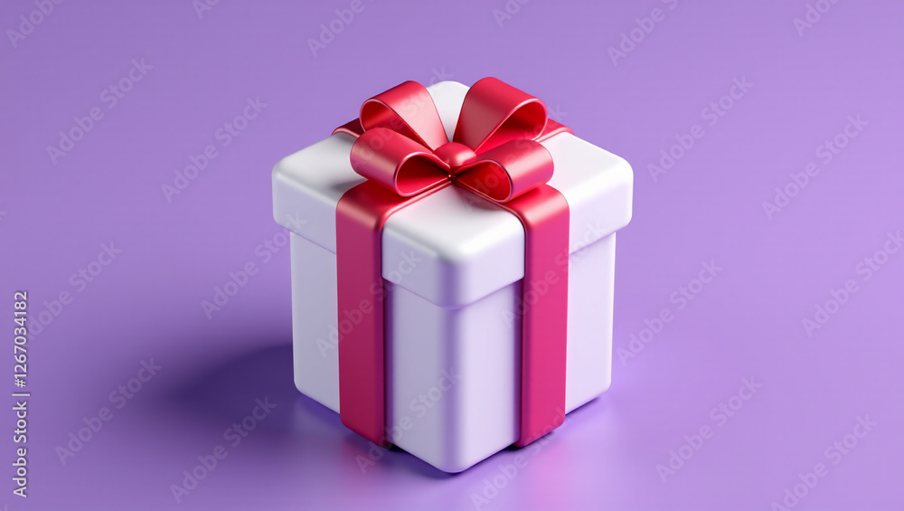 Stylish 3D Gift Box Present box with red Ribbon on warm orange Background Stylish 3D Gift Box Present box with red Ribbon on warm orange Background