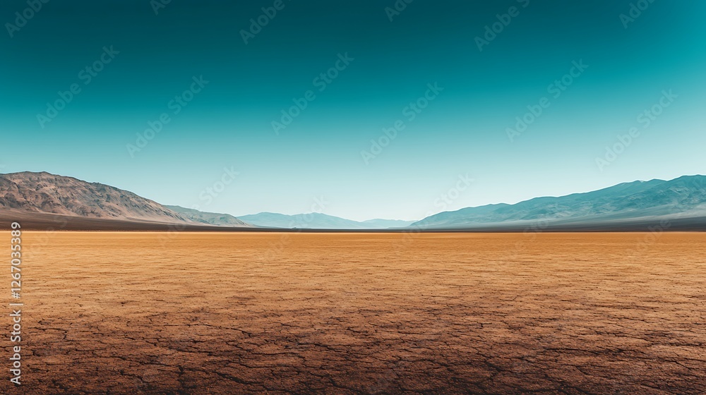 Expansive Desert Landscape Under a Vivid Blue Sky Expansive Desert Landscape Under a Vivid Blue Sky
