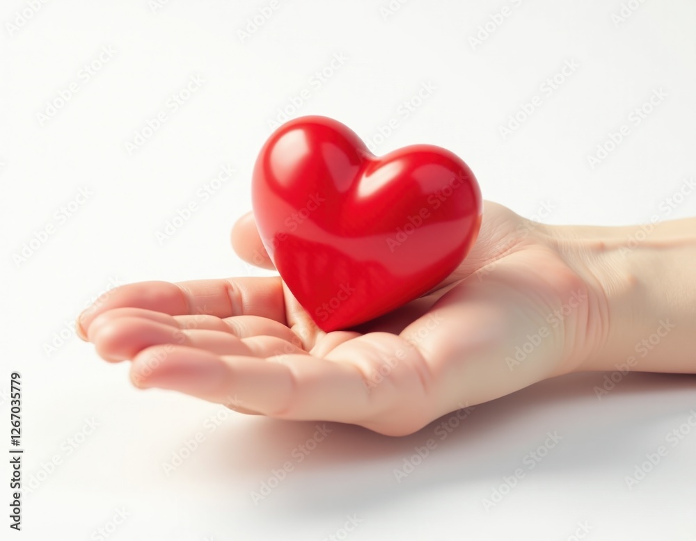 Red Heart in Open Hand, Symbol of Love, Care, and Donation Red Heart in Open Hand, Symbol of Love, Care, and Donation