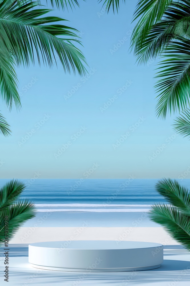 Tropical beach display platform, ocean view Tropical beach display platform, ocean view