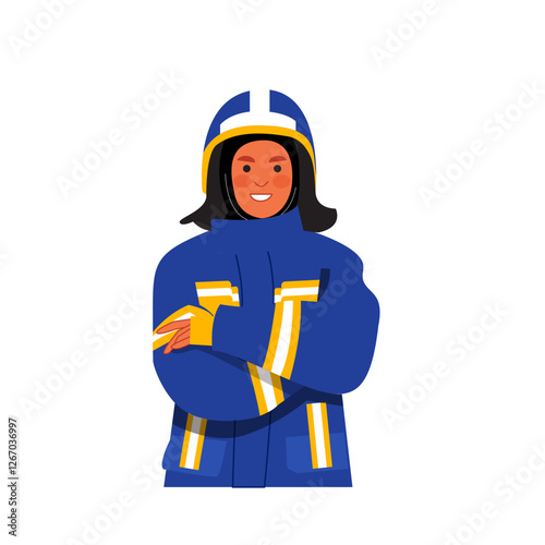 Vector of firefighter woman with confident pose