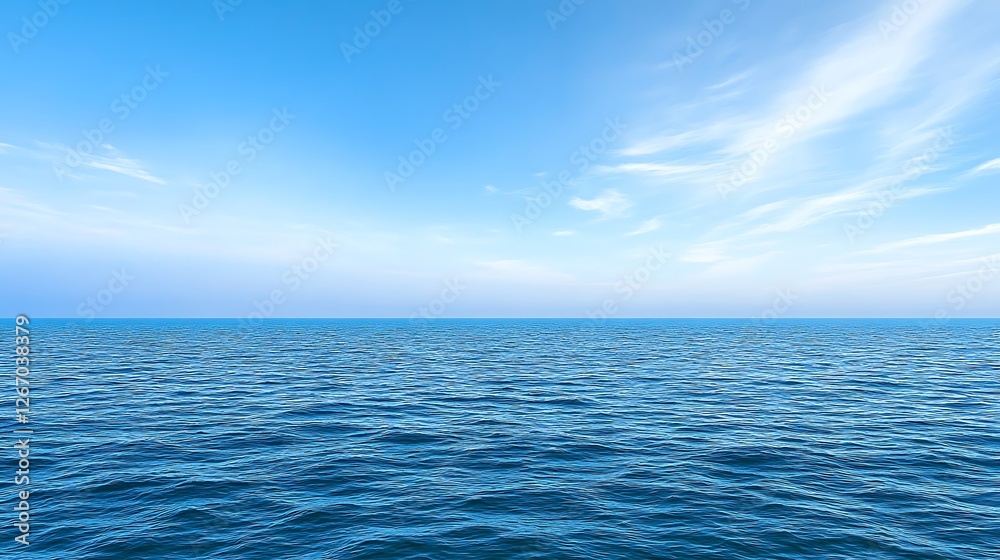 Obraz premium Serene Ocean Meets Tranquil Blue Sky