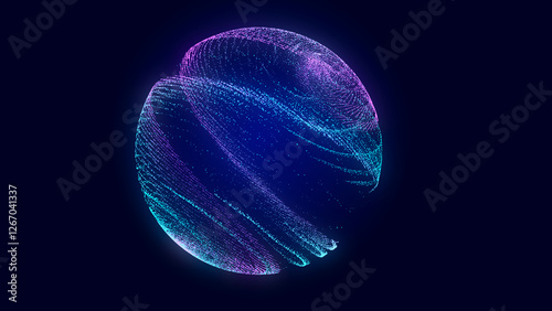 Abstract twisted, cosmic wormhole. Technology background. Data network. 3D rendering.