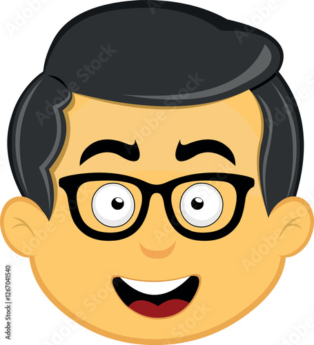 vector illustration yellow emoji character male, with nerd glasses
