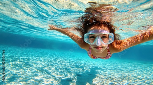Wallpaper Mural Female swimmer at the swimming pool.Underwater photo Torontodigital.ca