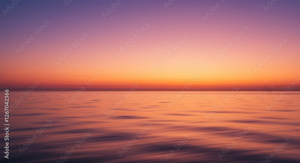 Obraz premium Calm Ocean at Sunset with Soft Orange and Purple Sky