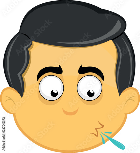 vector illustration yellow emoji character male, spitting saliva