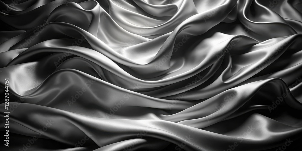 Fototapeta premium Elegant Draped Silver Fabric Texture Luxurious Smooth Waves and Soft Gleaming Surface for Design Inspiration