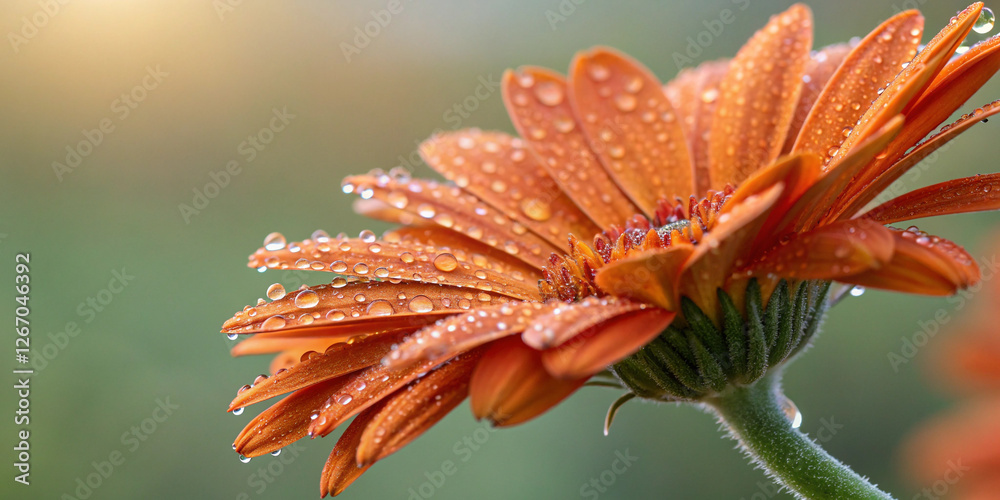 Stunning Orange Gerbera Flower with Water Droplets on Petals for Floral Photography Stunning Orange Gerbera Flower with Water Droplets on Petals for Floral Photography
