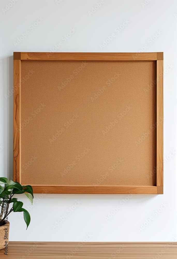 Fototapeta premium Wooden Framed Corkboard Notice Board Minimalist Home Decor