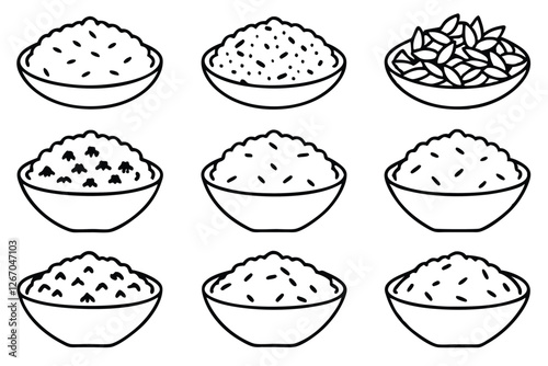 Rice Preparation Techniques Master the Basics Line Art