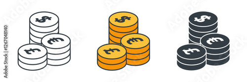 Coin icon symbol vector illustration isolated on white background