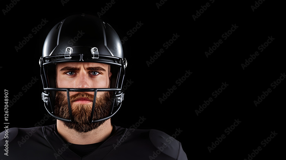 American Football Player in Helmet, Head and Shoulders Shot
American Football Player in Helmet, Head and Shoulders Shot