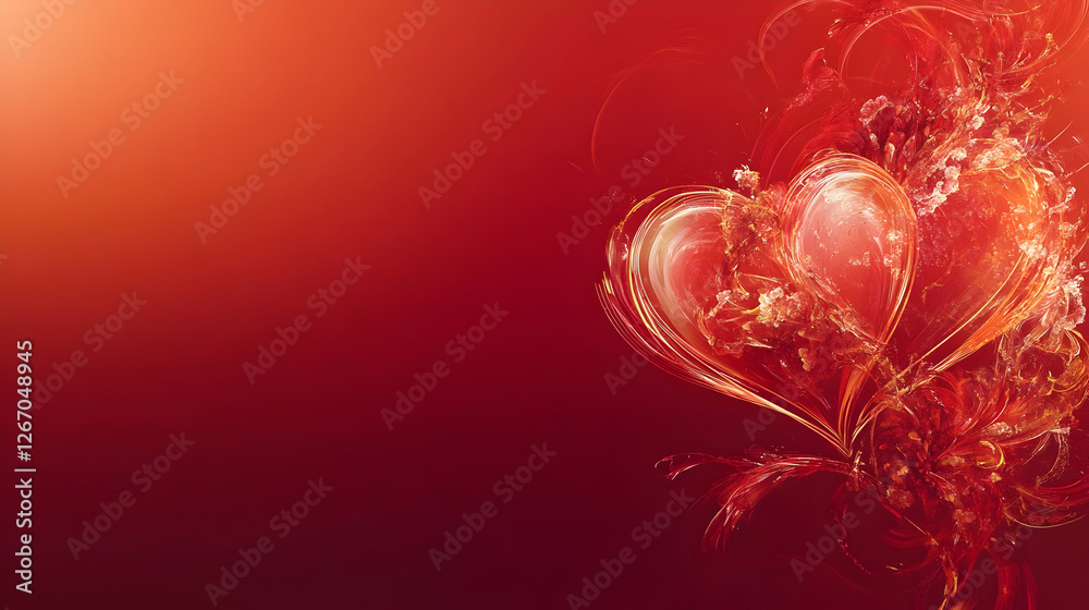 Two hearts, red background, love, Valentine's Two hearts, red background, love, Valentine's