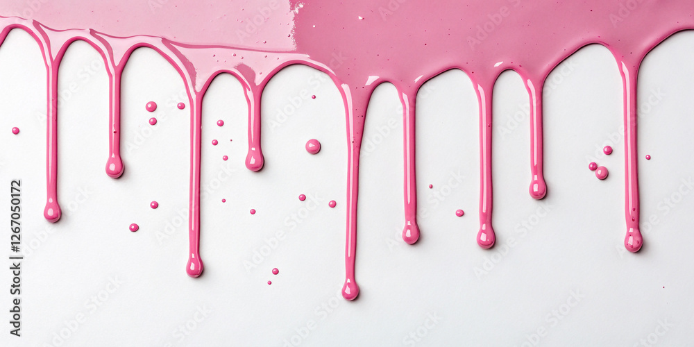 Naklejka premium Vibrant Pink Paint Dripping Isolated on a Clean White Background for Artistic Expression