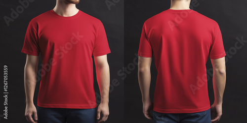 Blank red t shirt front and back mockup
