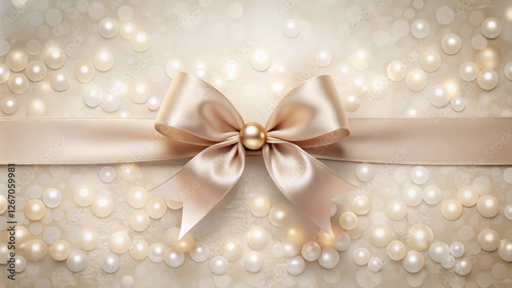 Elegant Champagne Bow and Pearls A Luxurious Festive Background