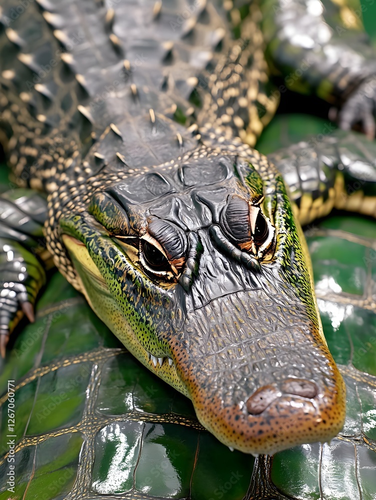 Fototapeta premium Alligator Close-Up: Powerful Reptile Texture - Close-up photography