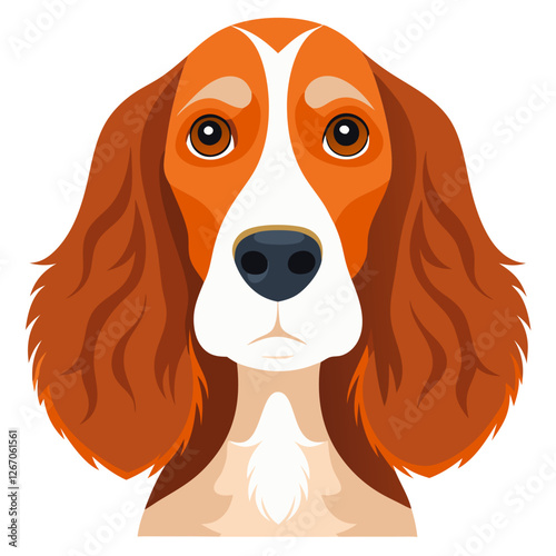 portrait of cute welsh springer spaniel dog on transparent background