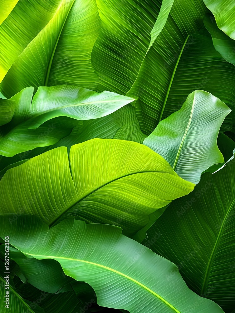 Obraz premium Lush Green Tropical Banana Leaves Texture - Tropical themes