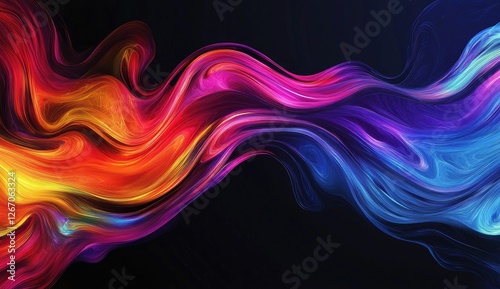 Abstract colorful swirls, flowing, dark background, design element