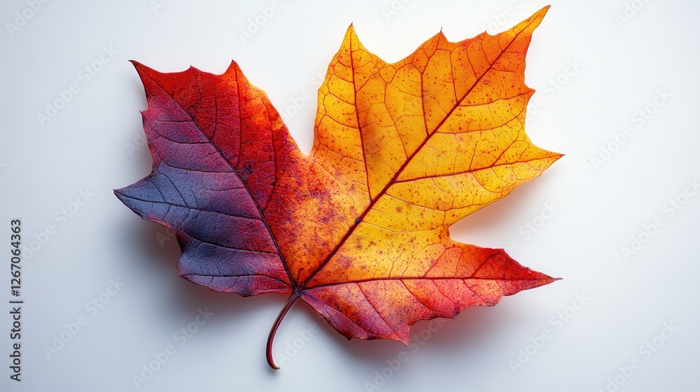 colorful autumn leaf isolated on transparent background