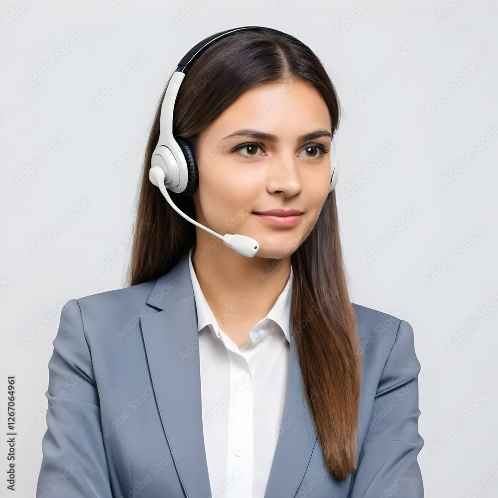 Young business woman telephone operator Young business woman telephone operator
