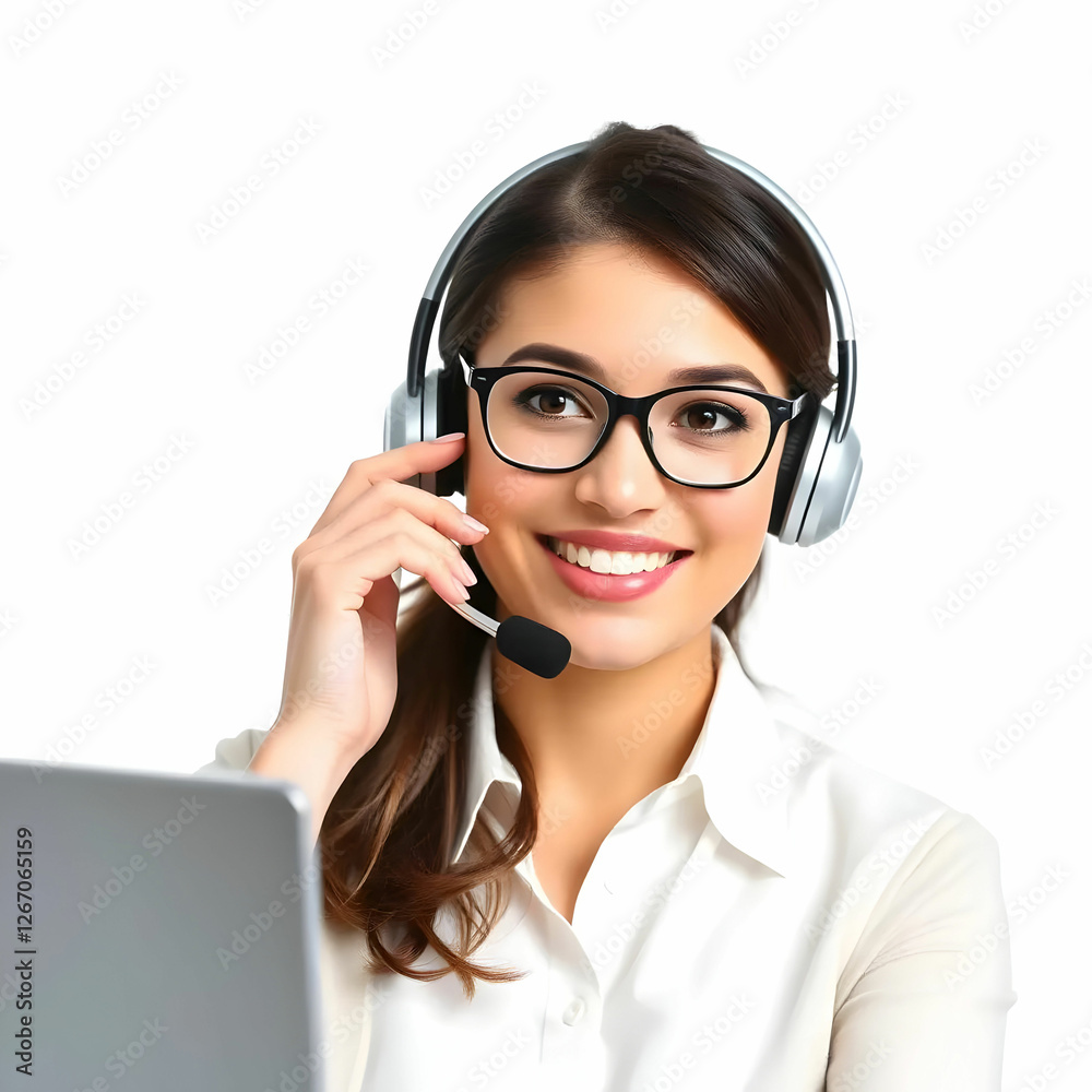 Young business woman telephone operator Young business woman telephone operator