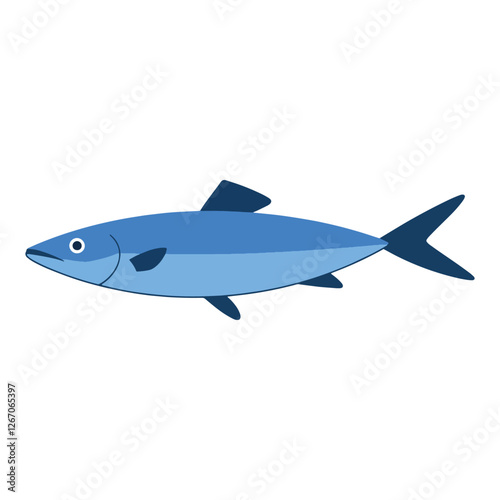 Saltwater fish flat design vector illustration. Fresh fish icon, perfect for seafood logos, restaurant branding, and fishing related designs.