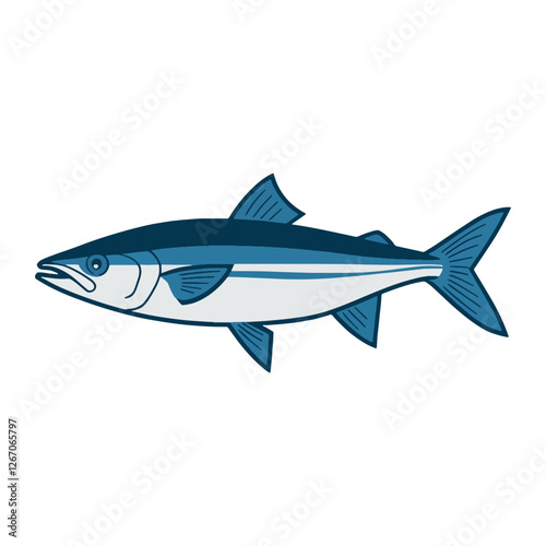 Saltwater fish flat design vector illustration. Fresh fish icon, perfect for seafood logos, restaurant branding, and fishing related designs.