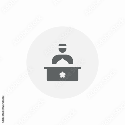 hotel reception desk icon sign vector