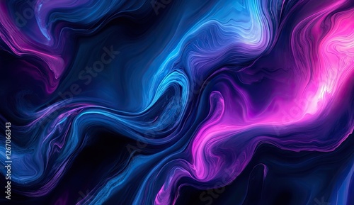 Obraz na płótnie Abstract swirling neon paint digital art background w salonie