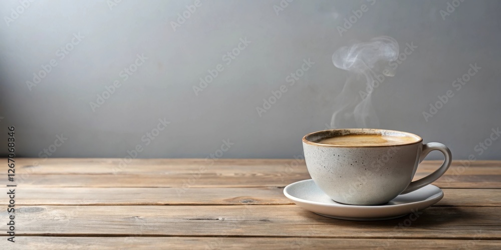 Aromatic Coffee in a Speckled Mug on Rustic Wood Aromatic Coffee in a Speckled Mug on Rustic Wood
