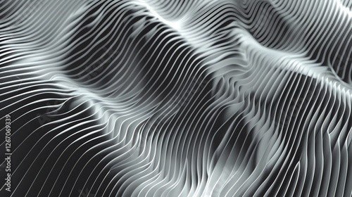 Wallpaper Mural Abstract background with a wavy, layered pattern of white lines on a dark background. Torontodigital.ca