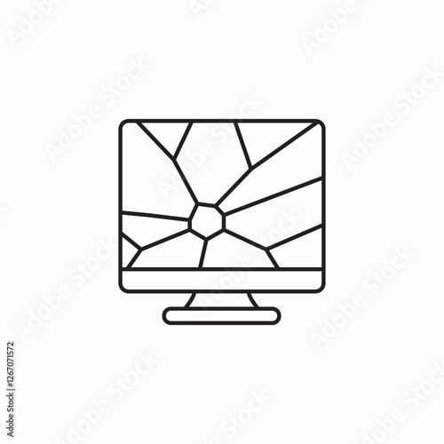 shattered computer screen icon sign vector